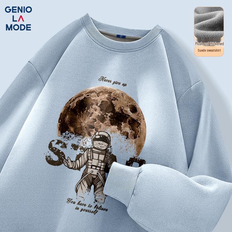 

GENIOLAMODE Men s Heavyweight Fleece Suede-Like Sweatshirt XL