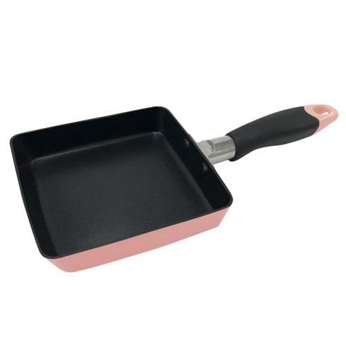 Bestco Mini Egg Pan, 13x14cm, Pink, Compatible with Induction, Gas, and All Heat Sources, NQ-0099, Karino