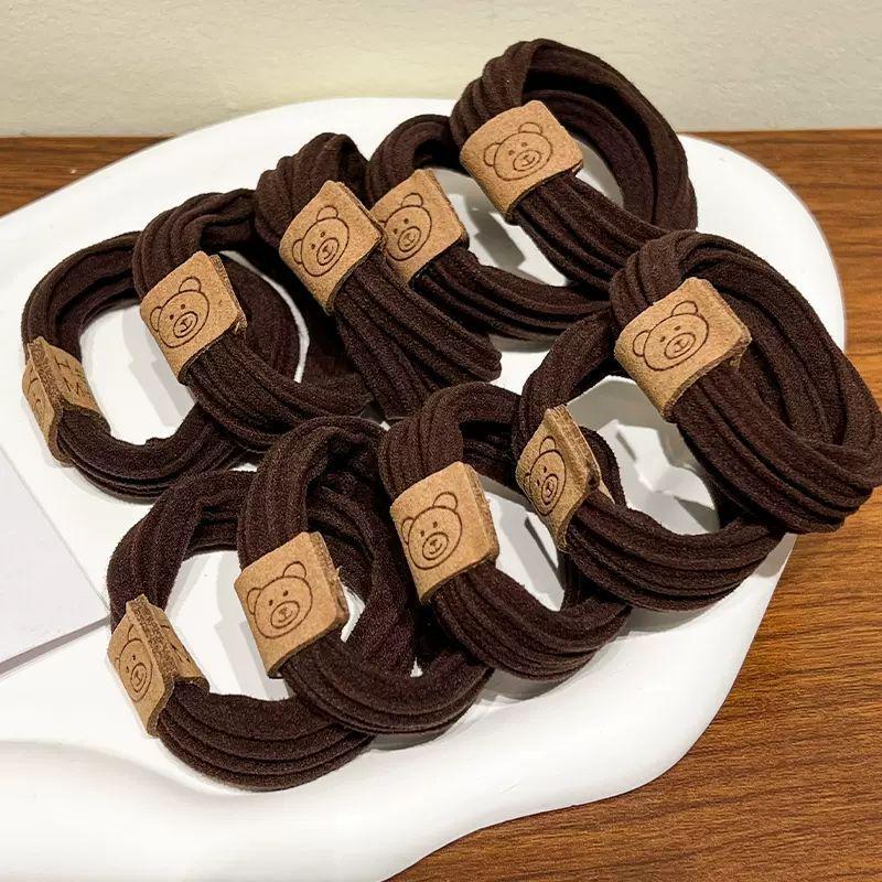 

Высокоэластичная бесшовная полосатая резинка для волос с логотипом медведя - Женский прочный аксессуар для хвостика