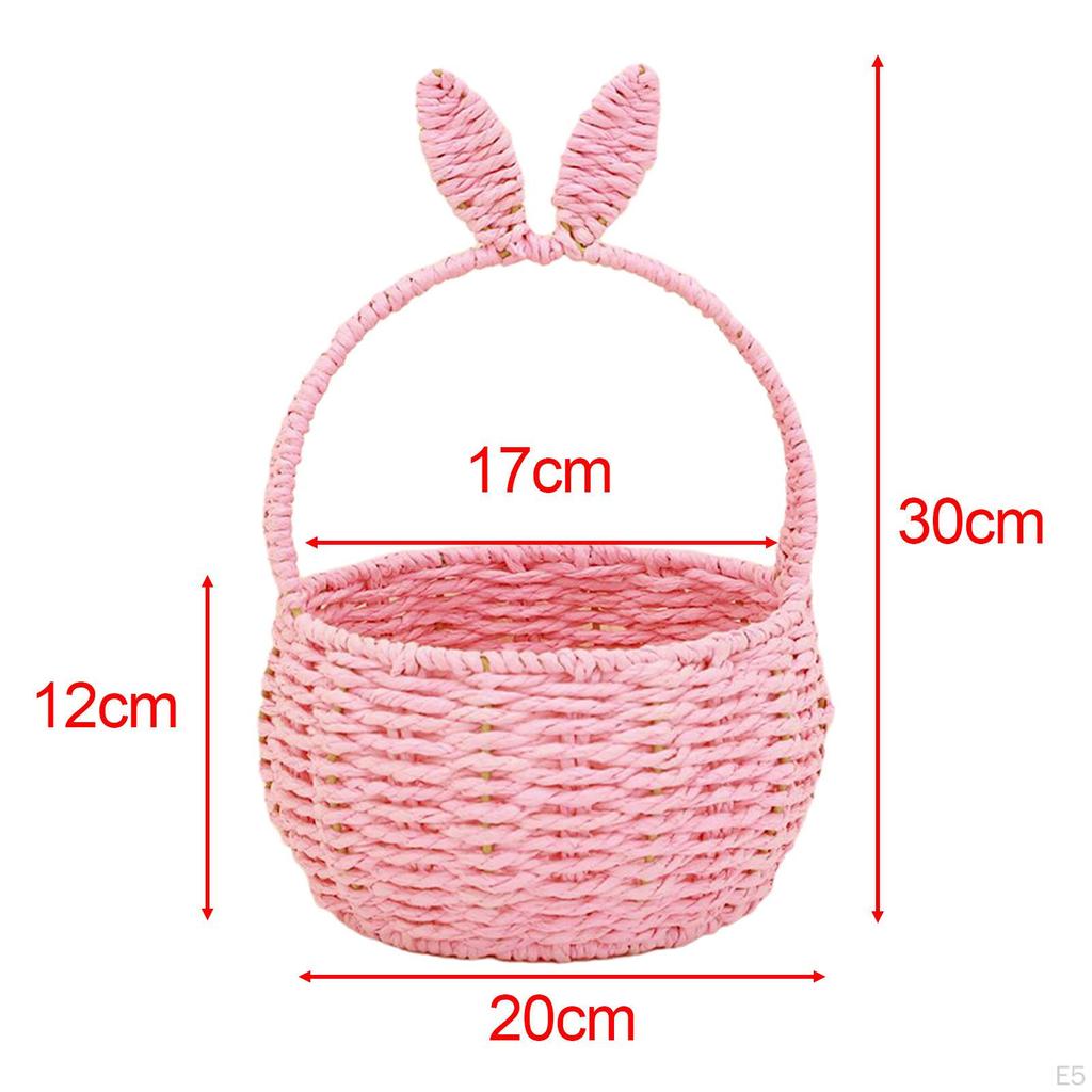 Woven Basket ,Storage with Handle Easter Decoration Braided Hand for