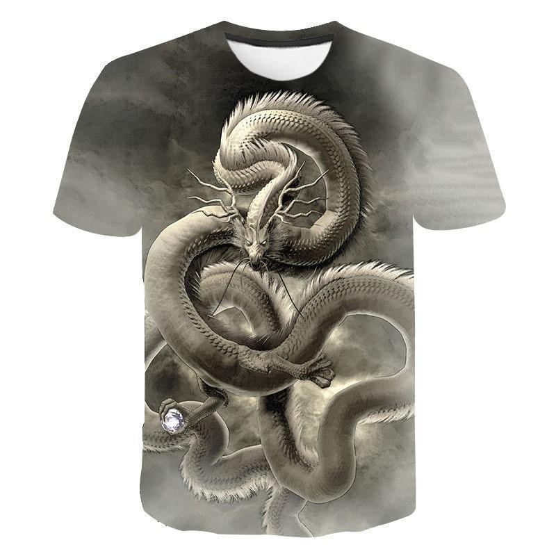 New Men's T-shirt Clothing 3D Domineering Digital Printed Dragon T-shirt Summer Short Sleeved Hip-hop Plus Size T-shirt