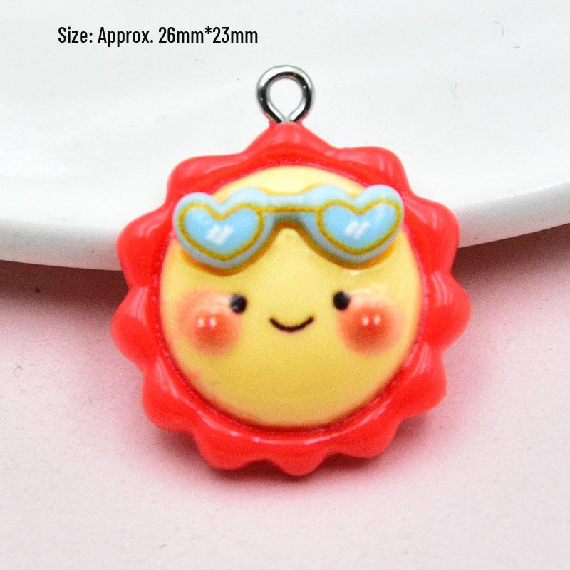 Cartoon Cloud & Rainbow Keychain Pendant - Cute Resin Glossy Jewelry Accessory