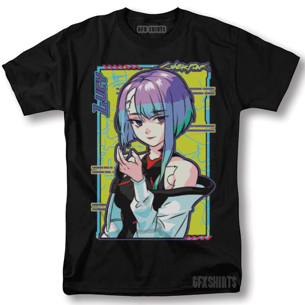Cyberpunk Edgerunners 2077 Shirt Anime Lucy Rebecca David Cosplay Gamer T-Shirt