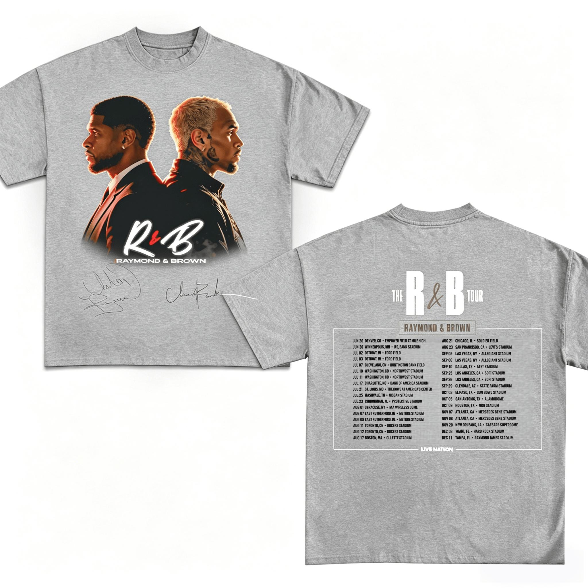 

Chris Brown and Usher Raymond Brown RnB 2026 Tour Fashion Unisex T Shirt Unisex Cotton Short Sleeve Y2k Oversized Tee Women Top M