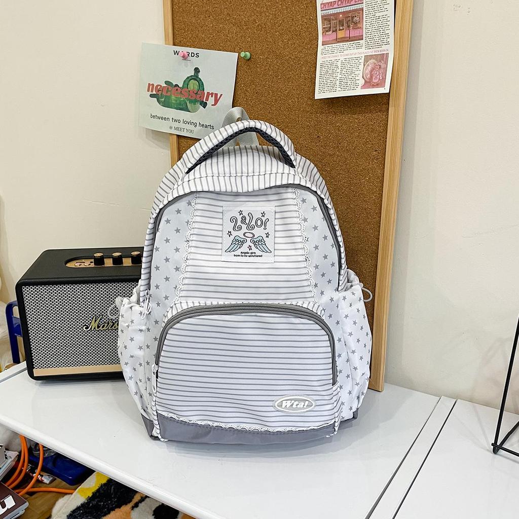 Lightweight Korean Style Striped Star Backpack - Large Capacity for Female Students