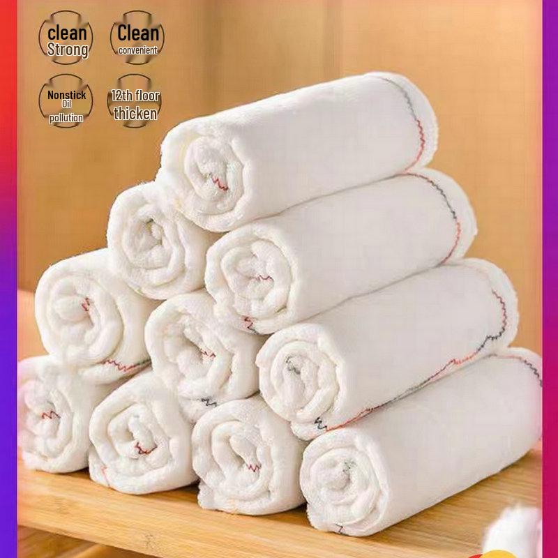

Rainbow Oil-Repellent Thickened Cotton Dishcloth: Absorbent, Washable, and Stain-Removal Scouring Pad for Home Cleaning. 30x30cm 5-layer Cotton белый