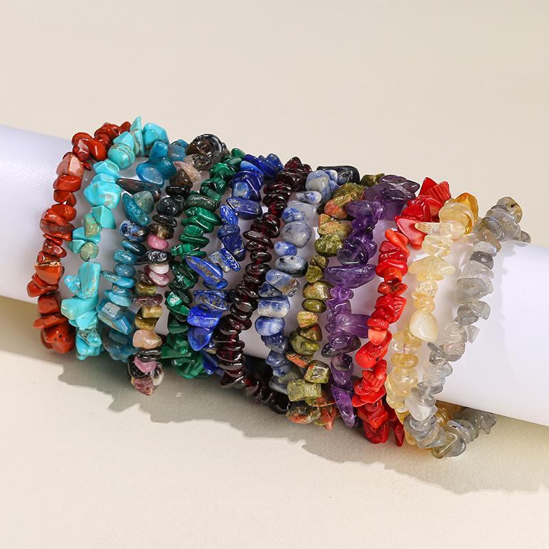 Jingdong Seven-Color Agate Chip Elastic Bracelet