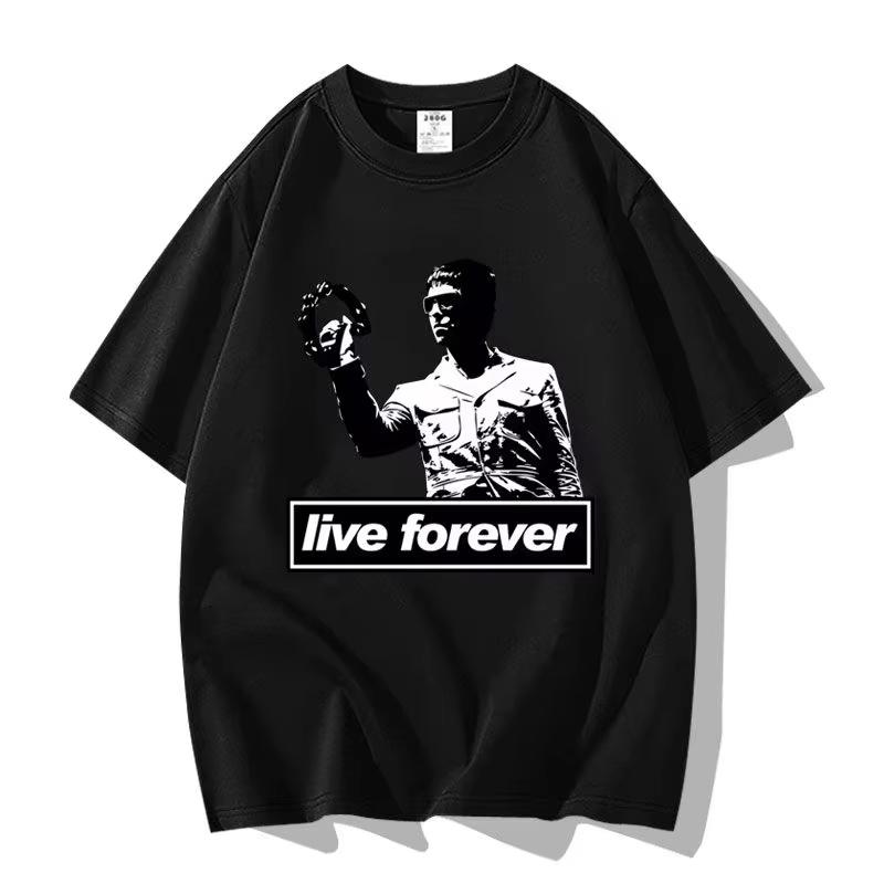 Britská pouličná Oasis Kapela Oasis Voľný Módny Všestranný Trendy Značkový Krátkorukávový Odev Polovičný Rukáv Bavlna Pár Tričko