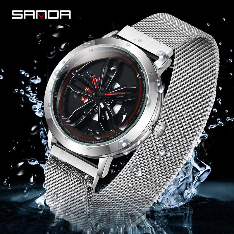 Sanda Men's Korean-Style Fashion Watch with Milanese Mesh Band - Waterproof Quartz