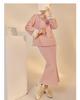 New Chinese Embroidered Wool Coat & Skirt Set - Women's NY027