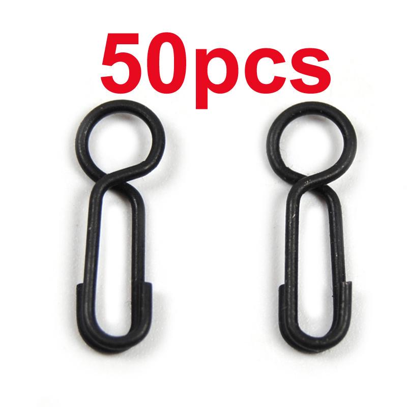 

50 шт., матовый черный кривошипный вертлюг с застежкой для грубого карпа, латунные рыболовные аксессуары, терминальные снасти
