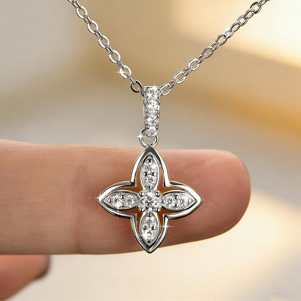 

Anziw Gold Filled Adjustable Necklace Moissanite Flower Pendant Gold Bonded Necklaces Collar for Women Certified Jewelry
