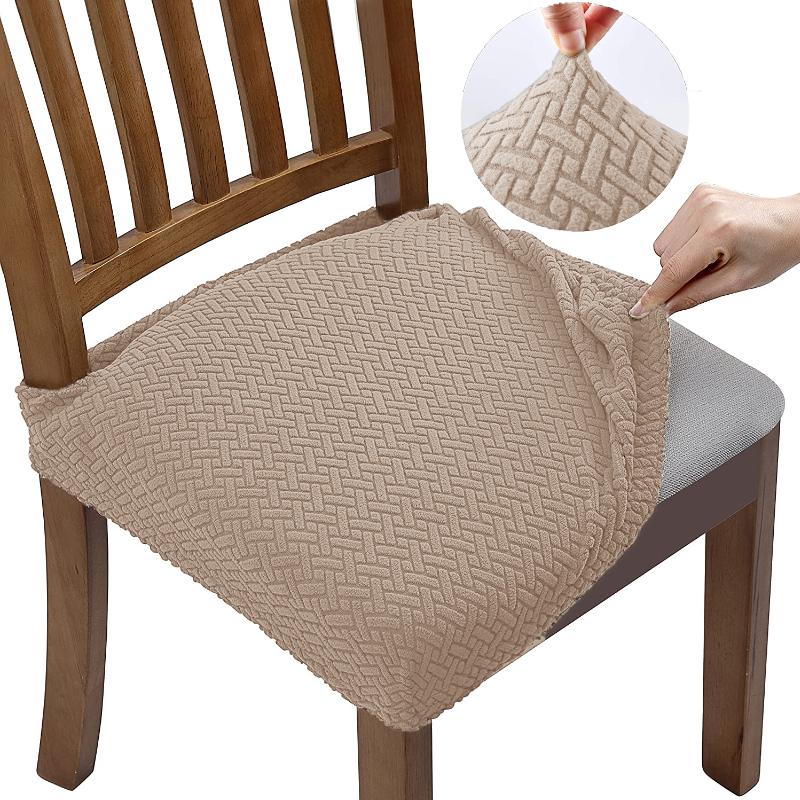 New Durable Jacquard Chair Seat Covers Removable Washable Anti-Dust Stretch Spandex Dining Room Upholstered Chair Cushion Slipco
