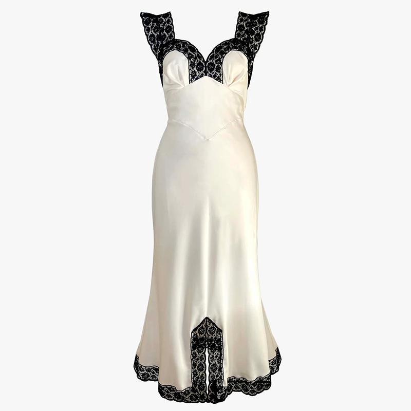 Lace Hollow Satin Long Dress Women Satin Sexy Off Shoulder Ruffle Slit Maxi Dresses Party Club Elegant Evening Dress