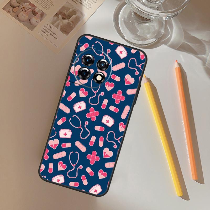 Medical Medicine Nurse Pattern Funda For OnePlus 13 13R 12 R 11 9 10 Pro 8T 9RT 10T OnePlus Nord 4 CE 2 3 Lite N20 N30 Case