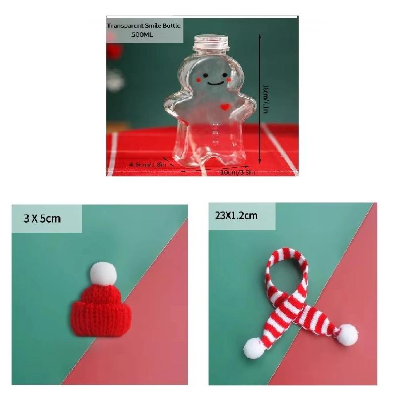 Christmas Bottle Transparent Gingerbread Man Plastic Water Cup Pine Tree Milk Cold Navidad New Year Gifts Drink Cup Xmas Decor