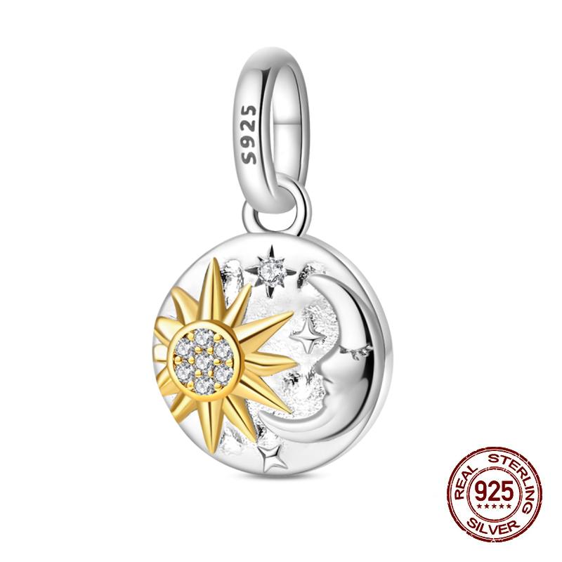 New Exquisite 925 Silver Lion Amulet Sun Moon Stars Angel Charms Beads Fit Bracelets Or Necklace Fine DIY Jewelry Gifts