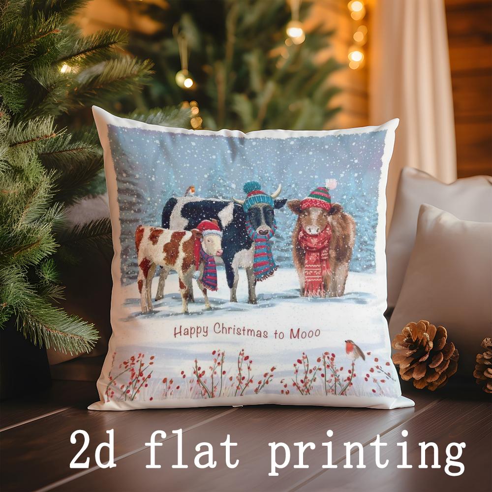 Home Decor Christmas-themed Digital-Printed Pillowcases Pattern Cushion Cover Suitable for Sofa Bedroom Car Pillow Cover