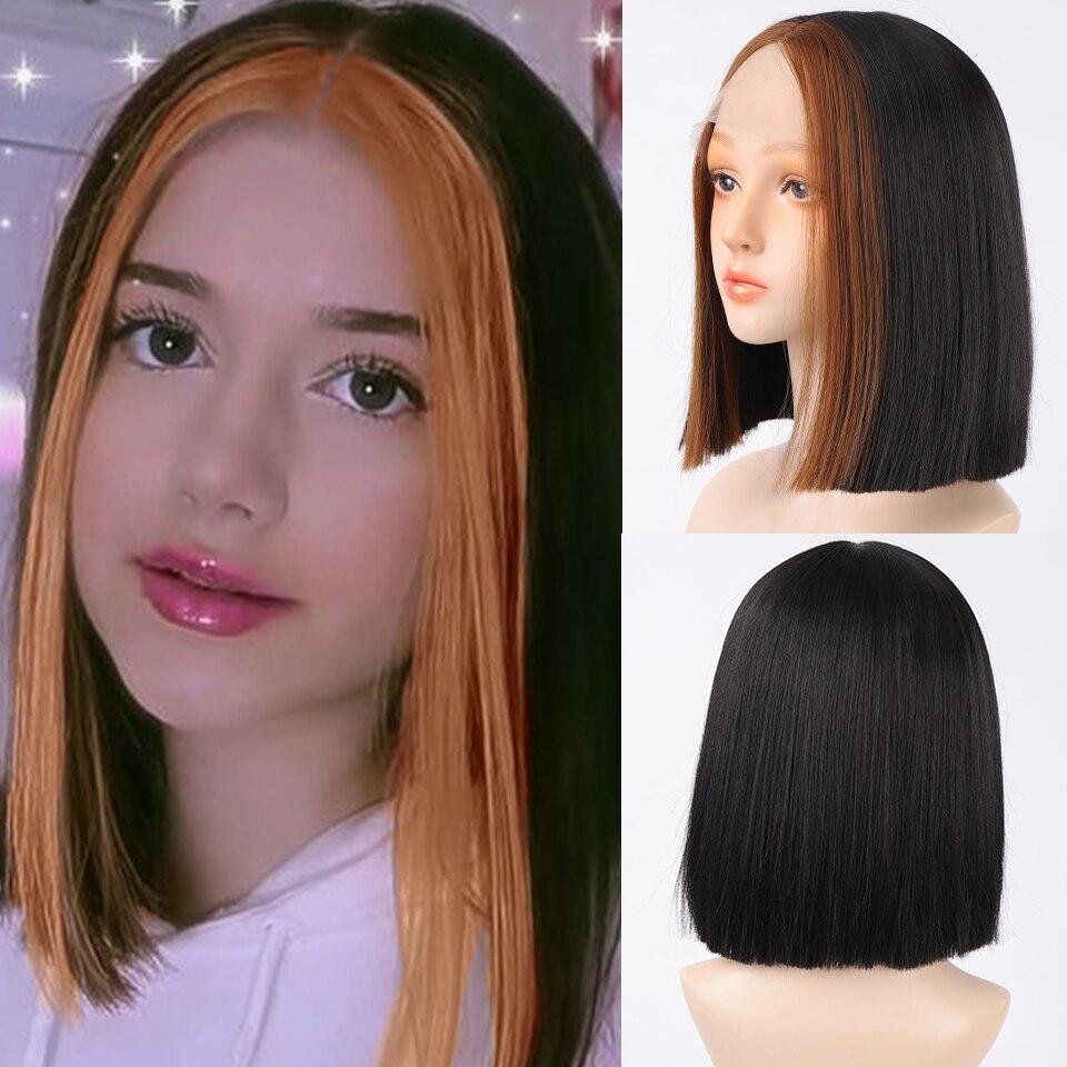 LUPU Synthetic Lace Front Wig Curly Wave Hair Wigs For Women Cosplay Natural Hairline High Temperature Ombre Blonde Fake Hair