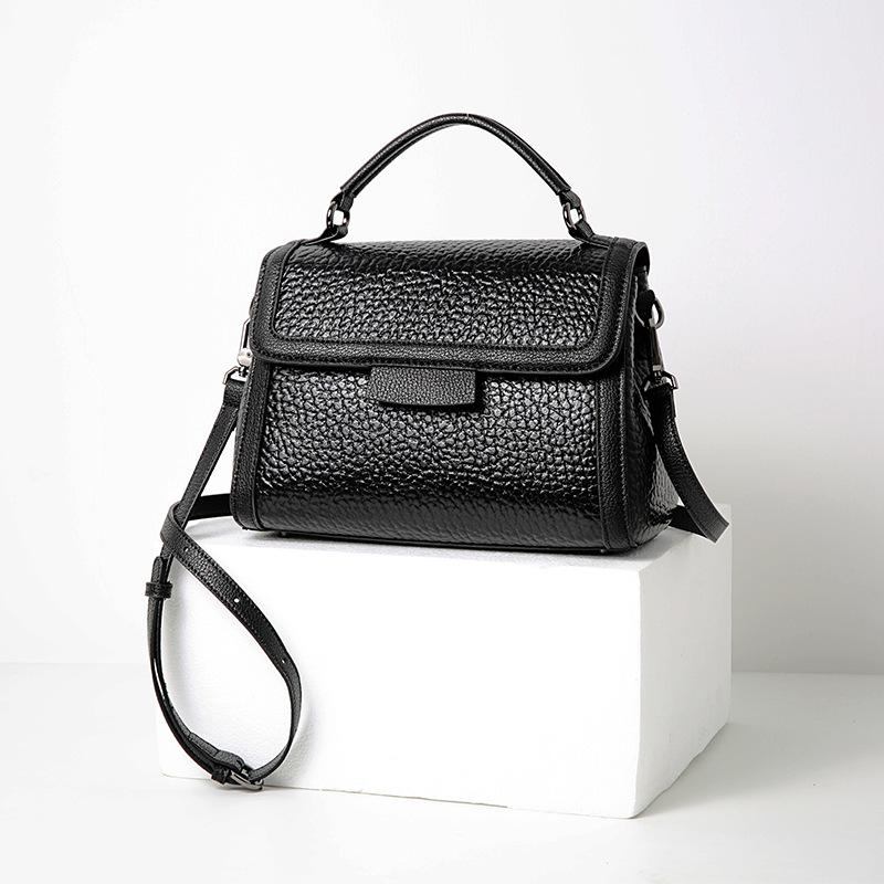 Bubble Head Layer Cowhide Women Single Shoulder Crossbody Simple Fashion Bag Girls Classic Shell Bag Multi-layer Dumpling Bag