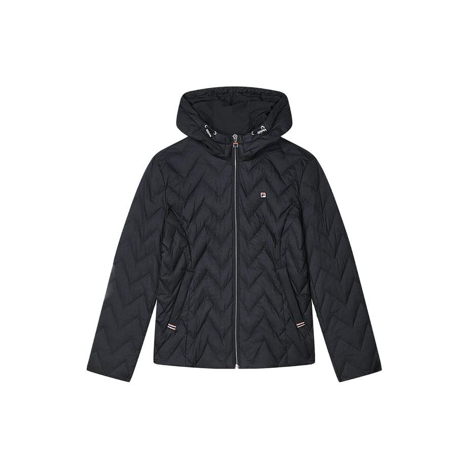 Fila Solid Color Zipper Hooded Down Jacket Women Outerwear Legendary-Blue F11W341902F-NV