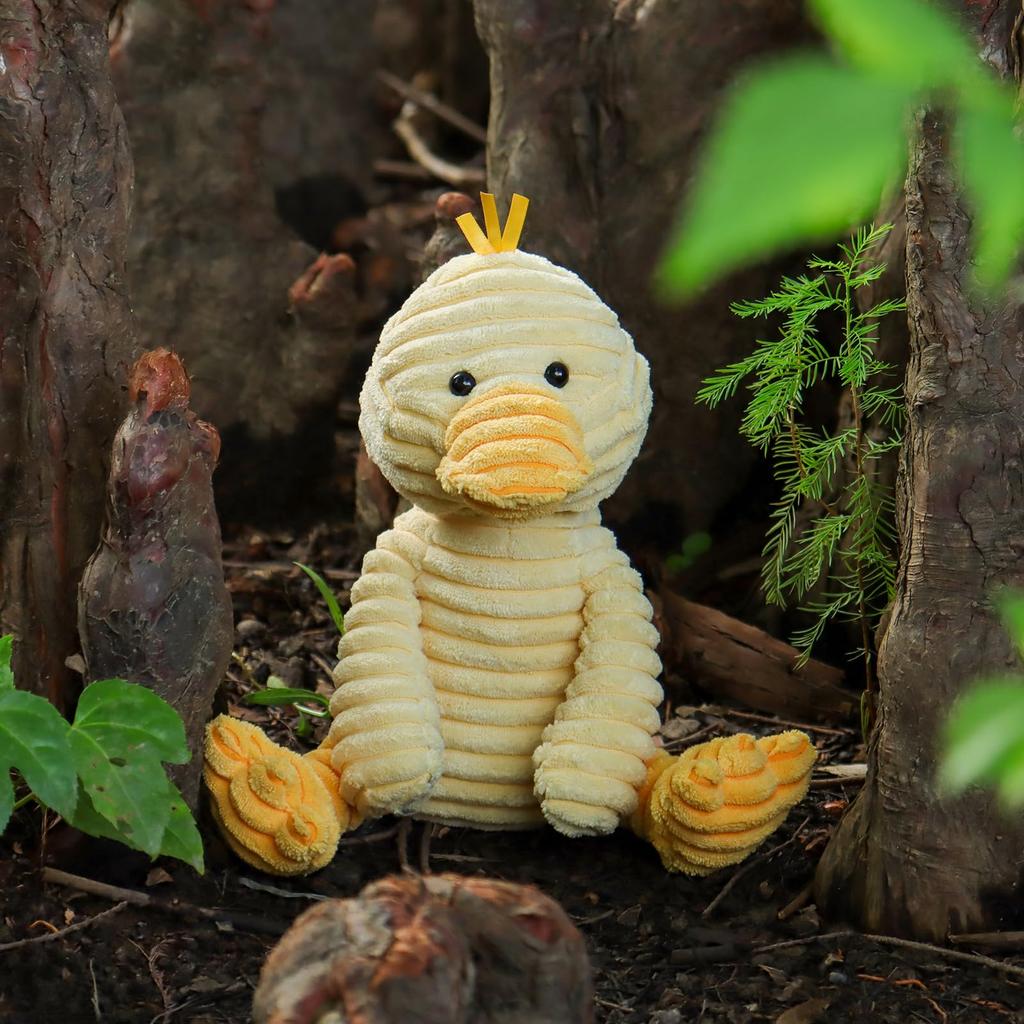 Apricot Lamb Corduroy Duck Plush Toy for Kids, Soft and Cute, Fluffy Corduroy Duck for Girls and Boys, 23cm
