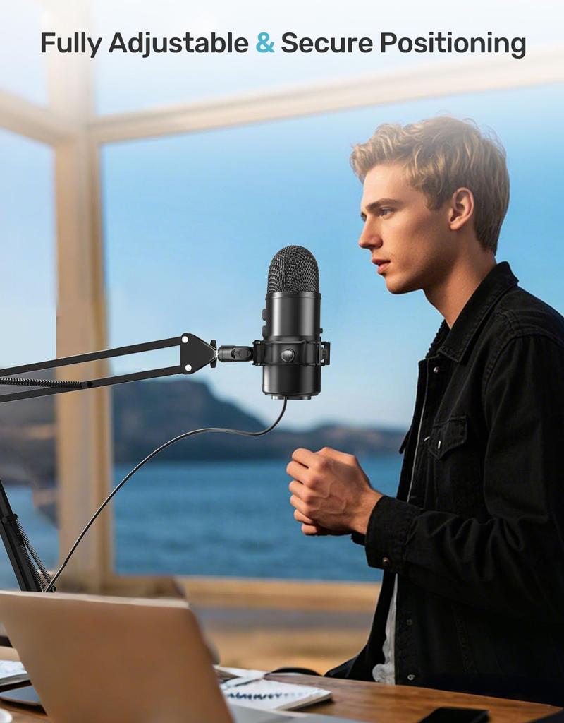 Etour Custom Blue Yeti BM400BK USB Shock Mount with Pop Filter, 2025 Inch, Upgraded Anti-Vibration Suspension Elastic Shock Mount Holder Clip