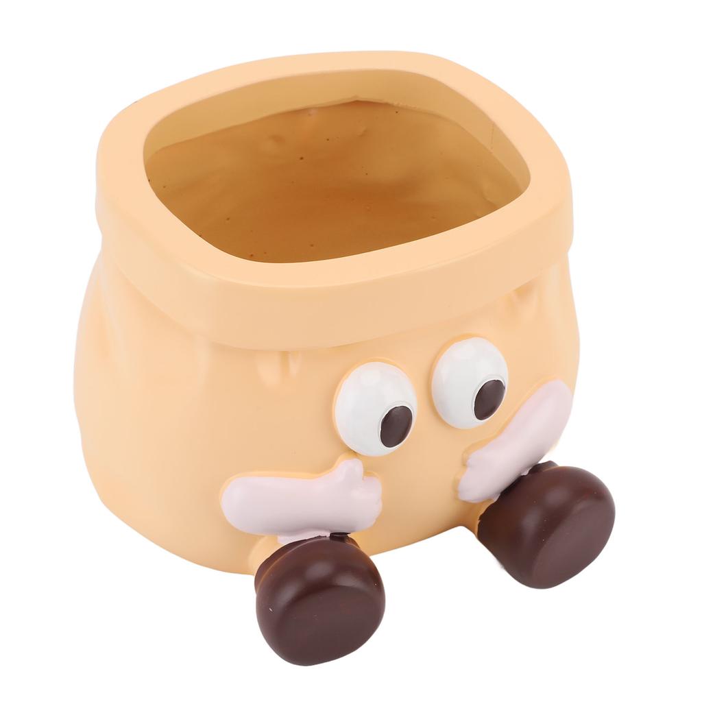 Succulent Pot Resin Cute Decorative Planter with Drainage for Ornament Entryway Key Storage Yellow