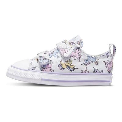 All Star Series 2V Canvas Comfortable Casual Durable Low Top Walker Shoes Baby Sneaker White Purple A01675C