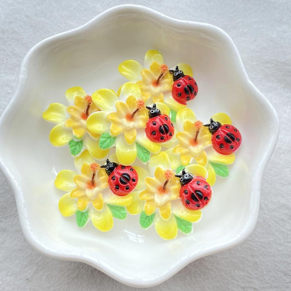

10PCS Cute colorful insect flowers Resin Decoration Crafts Flatback Scrapbooking Fit Phone Decor Embellishments DIY Accessories