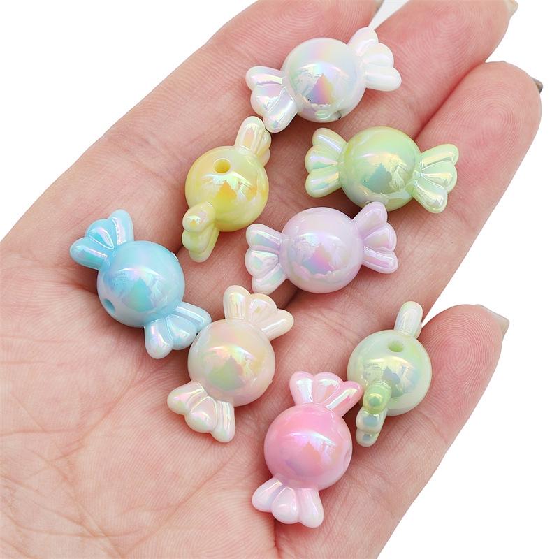 Gradient Plated Acrylic Beads for DIY Candy Bracelets, Necklaces, and Hand Chains.