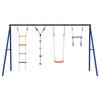 Swing Set with Trapezoid Swing Seat Rope Ladder Climbing Rope