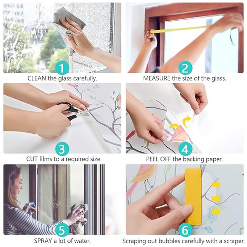 Colorful Birds Glass Sticker Static Cling Thermal-Insulation Privacy Protection Drop-Shipping Reusable Removable Window Decor