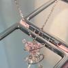 Double Layered Camellia Necklace for Women's Light Luxury Fashion Design Necklace Neck Chain Tassel Collarbone Chain Jewelry Gift