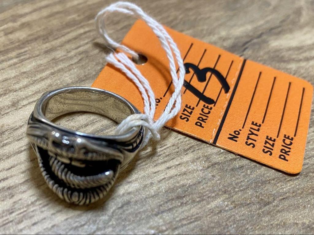 [USED] H.R. Giger sterling silver ring, size 13, ELP Lip