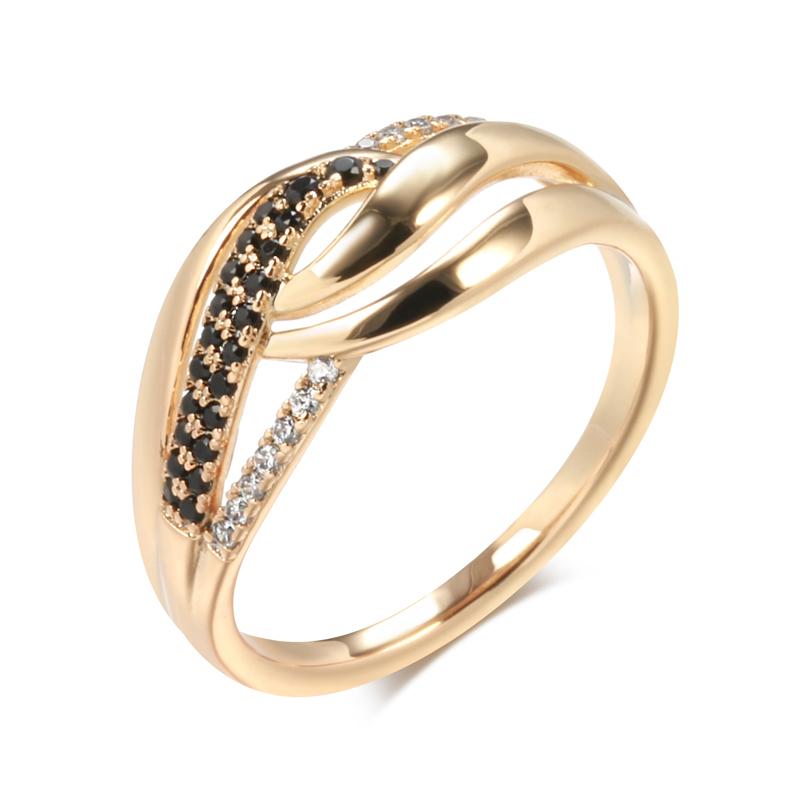 

Full Bling Black Natural Zircon Cross Rings For Women Elegant Wedding Fine Daily Rose Gold Color Jewelry New 10