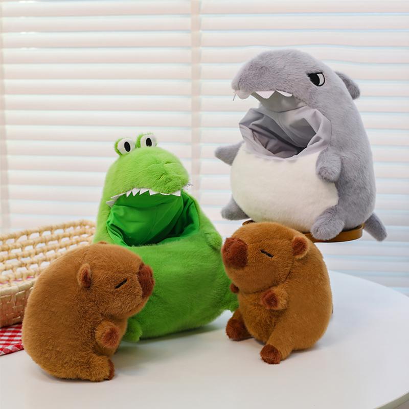 Cute Crocodile Shark Capybara Peripheral Plush Doll Capibara Plush Doll Kawaii Stuffed Animal Doll Kids Birthday Gift Toys