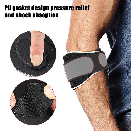 Tenisová loketní ortéza s kompresní podložkou Zapínání na suchý zip Nastavitelný popruh Prodyšná Absorbující pot Sportovní Fitness Loketní chránič