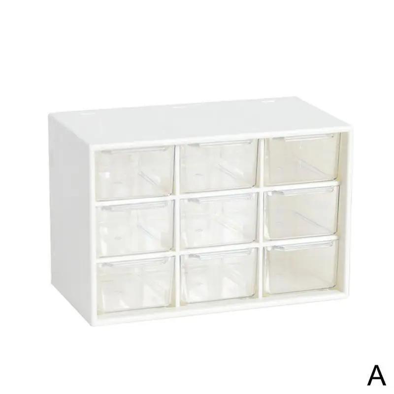 Boîte de Rangement de Bureau en Plastique à 9 Compartiments Tiroir à Bijoux Rangement Cosmétiques Boucles d'Oreilles Maquillage Organisateur Perles Boîtes Conteneurs Bac