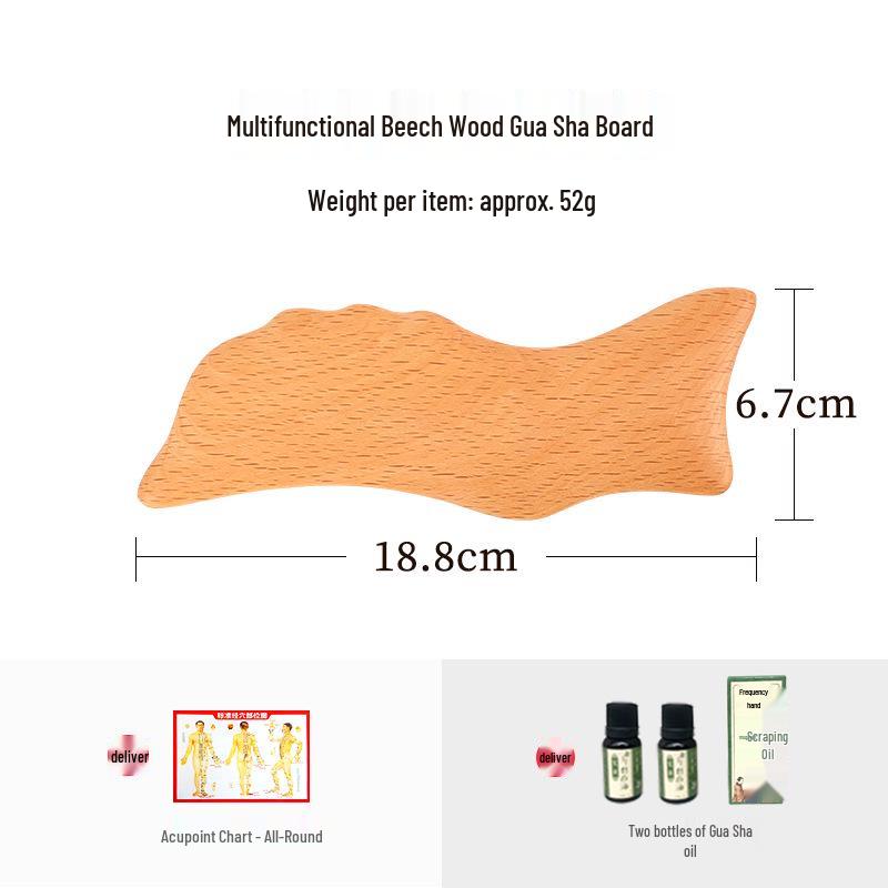 Multi-Functional Beech Wood Gua Sha Board: Wooden Massage Tool for Neck & Shoulder Relief