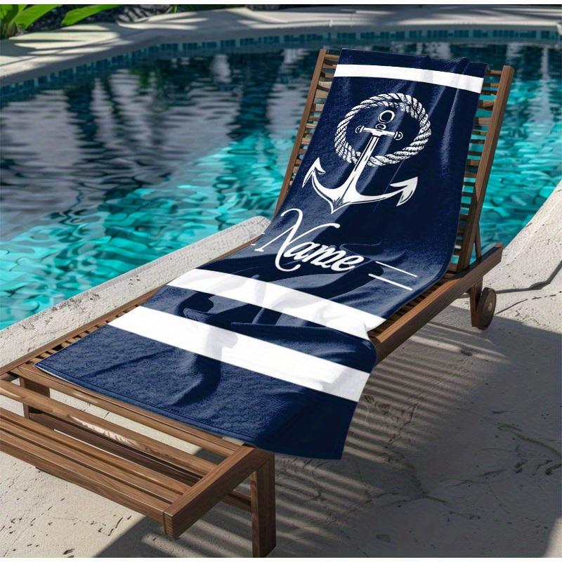 Personalized Anchor Beach Towel Custom Name/Logo Oversized Microfiber Towel Summer Party Gift for Beach Swimming Bath Sports