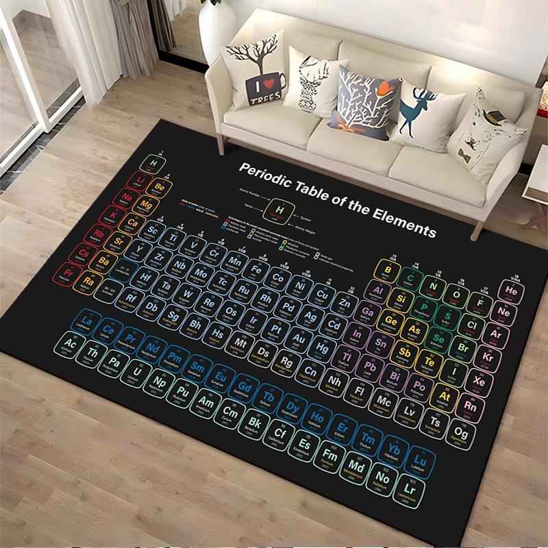 Modern Periodic Table of Elements Rug Suitable for use as an anti-slip game mat for living room and bedroom sofas
