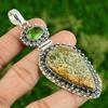 925 Silver Polychrome Jasper Gemstone Peridot Art Deco Mother Wedding Pendant