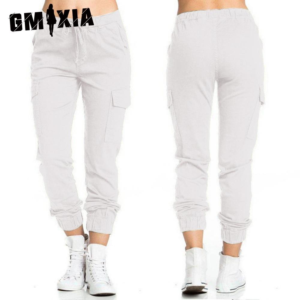 

GMXIA Женские модные повседневные брюки и капри с однотонным принтом S белый