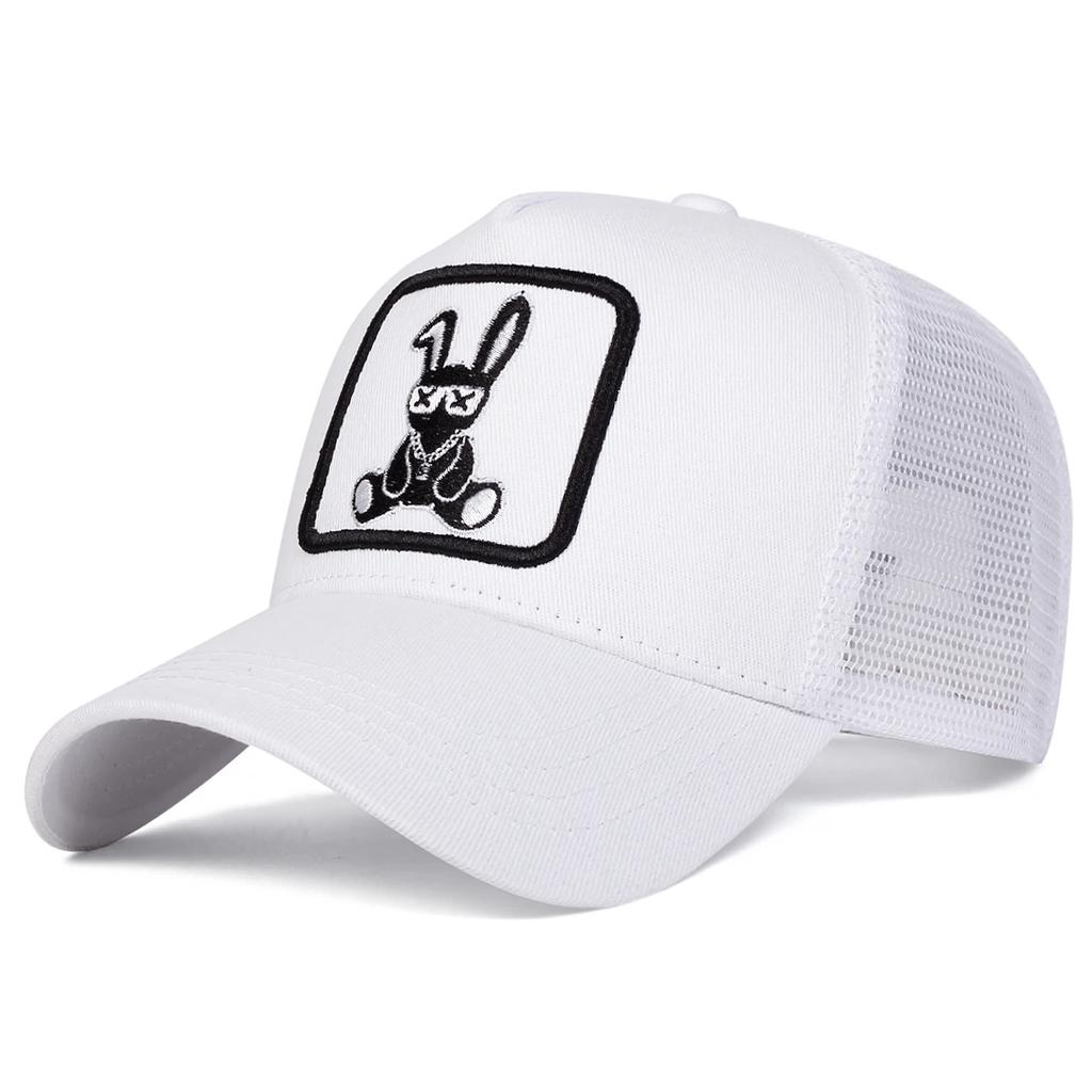 Unisex Cartoon Rabbit Embroidery Baseball Net Caps Spring and Summer Outdoor Adjustable Casual Hats Sunscreen Hat