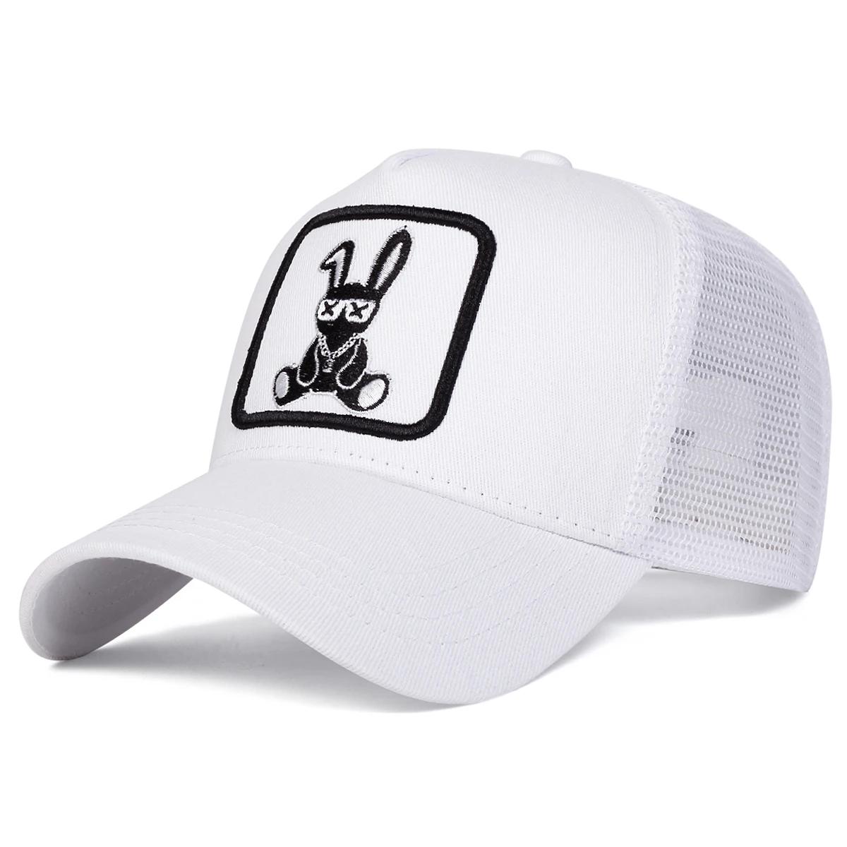 

Unisex Cartoon Rabbit Embroidery Baseball Net Caps Spring and Summer Outdoor Adjustable Casual Hats Sunscreen Hat белый