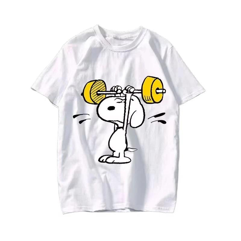 2026 New Snoopy Printing Cotton T-shirt Animation Cartoon Boys and Girls with The Same Loose Pure Cotton Cute Pure Cotton Top