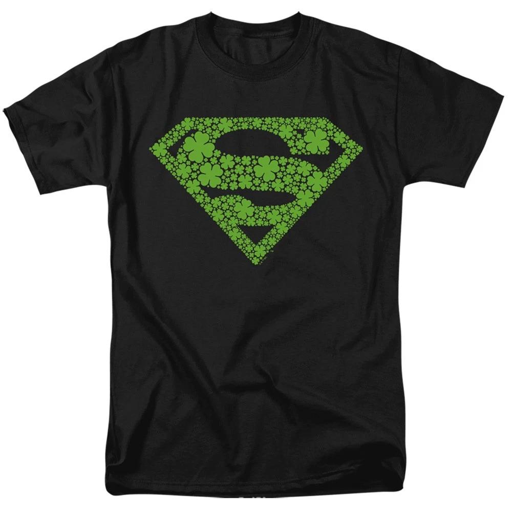DC Comics Superman St. Patrick s Day Shamrock Logo Adult Unisex T-Shirt Black XS
