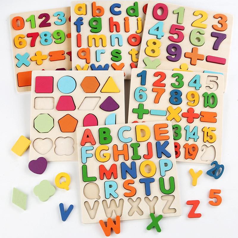 Wooden Montessori Number And Letter Puzzle For Early Childhood Learning And Cognitive Development