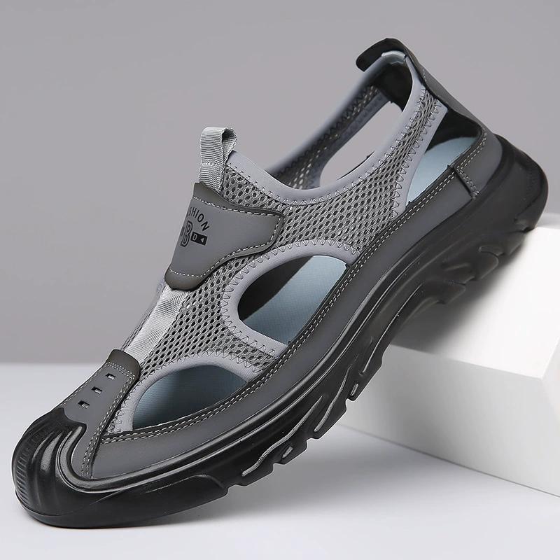 Sandalen Atmungsaktive Herrenschuhe Mesh Outdoor Herren Hohlsandalen Rutschfeste Strandsandalen Flats Schuhe Zapatillas Hombre